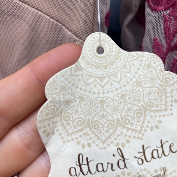 Altar'd State Burgundy Floral Long Sleeve Dress Boho Lined Size Small - Picture 9 of 11